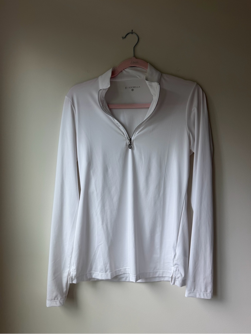 Sofibella White Long-Sleeve Quarter-Zip Performance Top